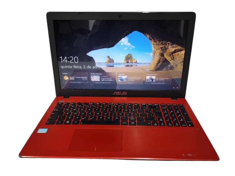 LAPTOP ASUS, X550C, I3-2365M, DDR3 8GB, SSD 240GB, WIN 10 PRO, VERMELHO, SEMINOVO