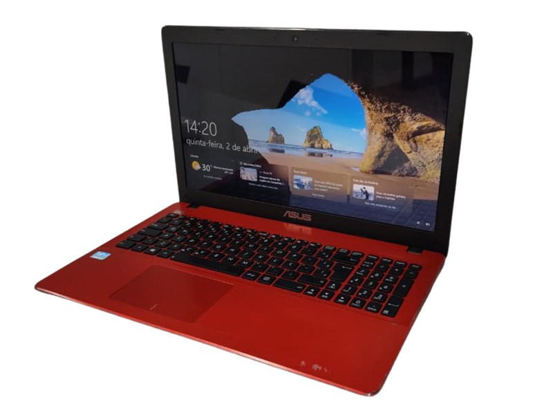 LAPTOP ASUS, X550C, I3-2365M, DDR3 8GB, SSD 240GB, WIN 10 PRO, VERMELHO, SEMINOVO