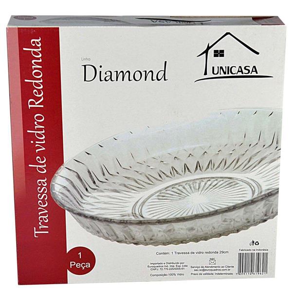 Travessa Vidro Redonda Diamond - Unicasa