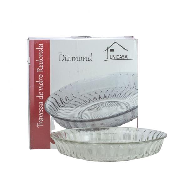 Travessa Vidro Redonda Diamond - Unicasa