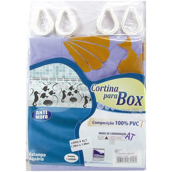 Cortina Box Plastnova Visor Estampada 1,38m x 1,98m Aquário 100077