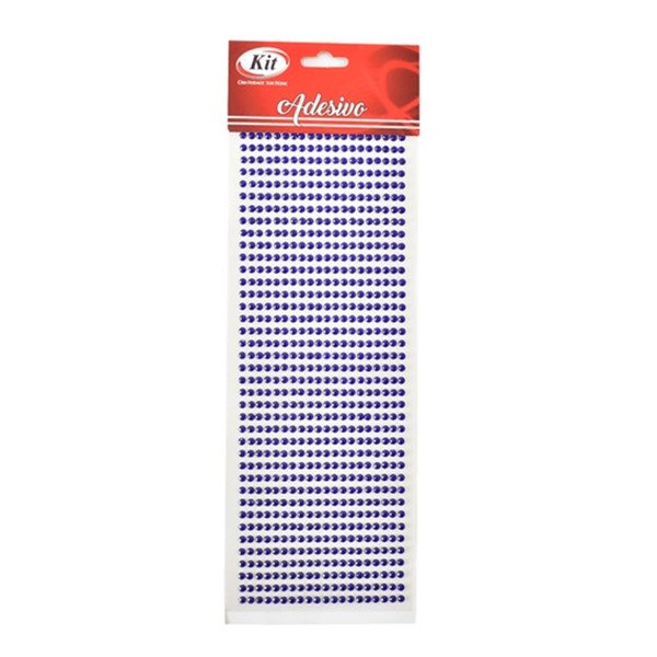 Cartela Adesivo Strass 4mm S4-1026 Azul Royal 5 Kit