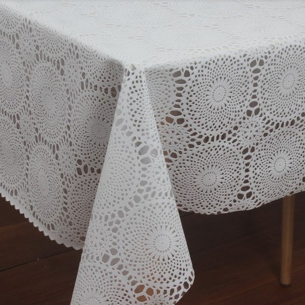 Plástico Toalha Mesa Renda Branco 1,40cm LA-0486U 19797