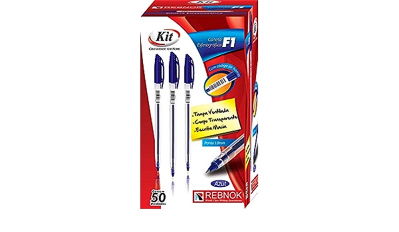 Caneta Esferográfica Kit F1 Ponta Média Azul Caixa
