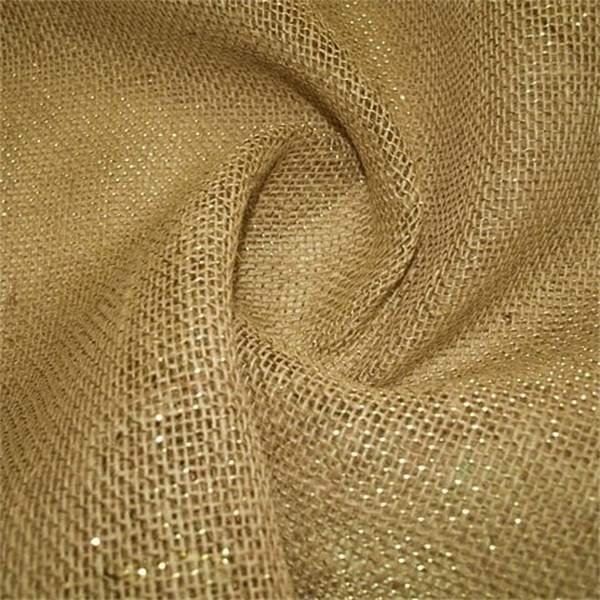 Tecido Juta Crú 1,00m Fio Dourado H213D 12799