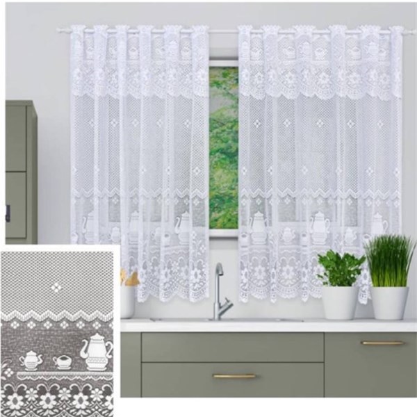 Tecido Renda Cortina 1,50m+30cm Brise 01 Branco 2507
