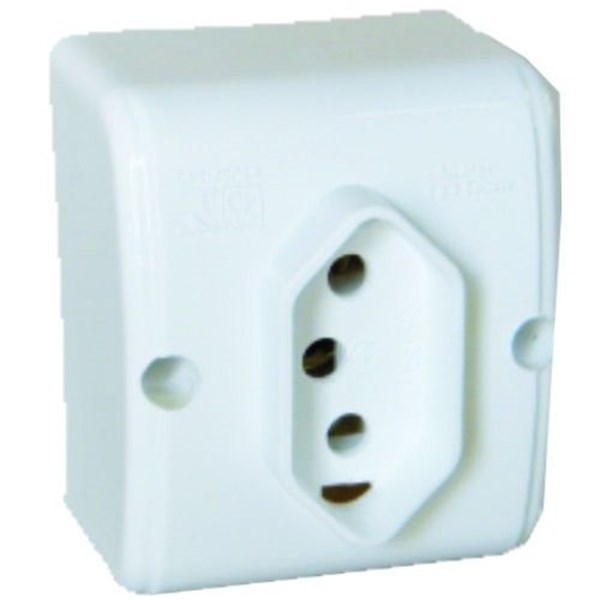 CONJUNTO TOMADA 3P 10A BRANCA - MEC EXTERNA - MECTRONIC