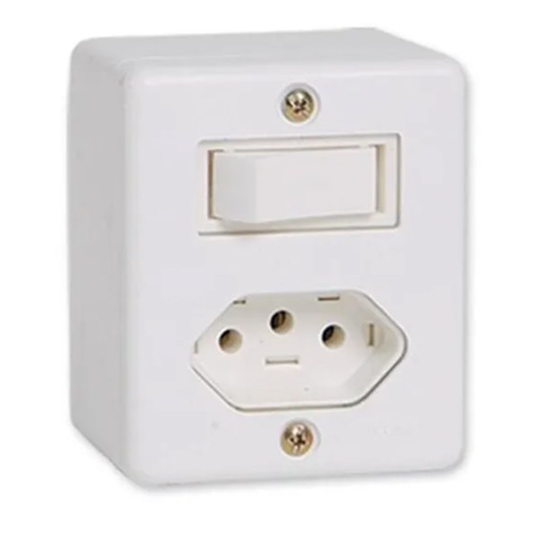 CONJUNTO INTERRUPTOR SIMPLES + TOMADA 10A - SISTEMA X - MECTRONIC