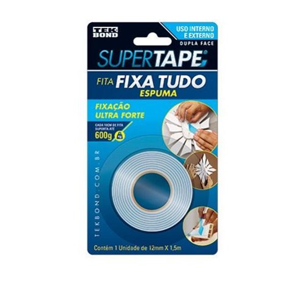 FITA ESPONJADA DUPLA FACE 12MM X 1,5 METROS - TEKBOND