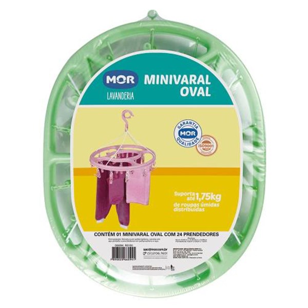 MINI-VARAL REDONDO COM 24 PRENDEDORES CORES DIVERSAS - MOR