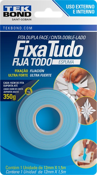 FITA ESPONJADA DUPLA FACE 12MM X 1,5 METROS - TEKBOND