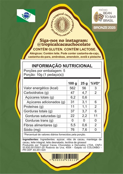 TROPICAL AMAZONAS ZERO | AO LEITE 50g