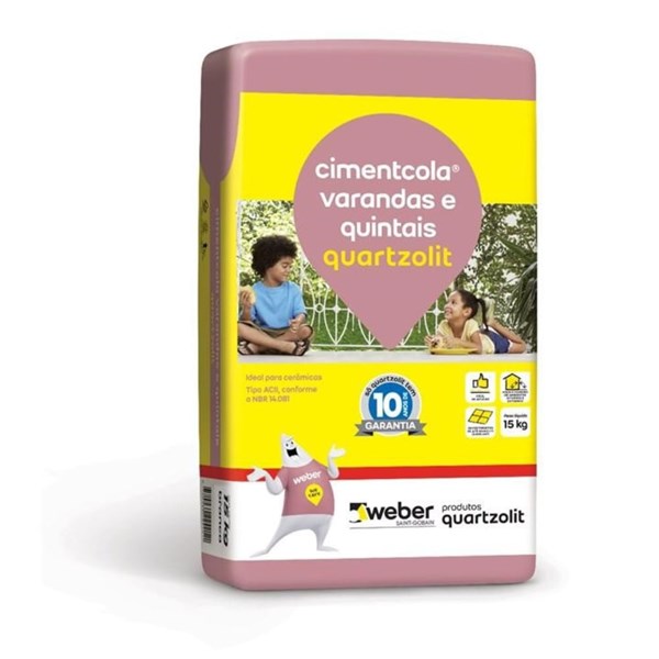 ARGAMASSA 15KG TIPO AC2 VARANDAS E QUINTAIS - QUARTZOLITE WEBER
