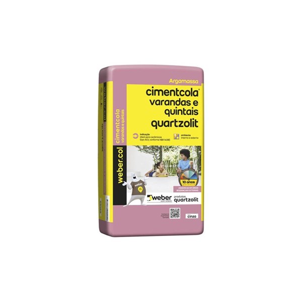 ARGAMASSA 15KG TIPO AC2 VARANDAS E QUINTAIS - QUARTZOLITE WEBER