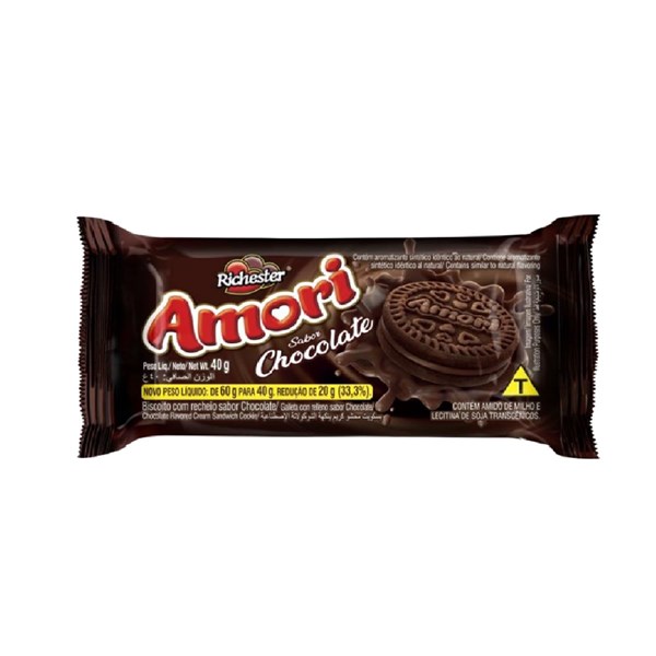 BISCOITO RECHEADO CHOCOLATE 40G - AMORI