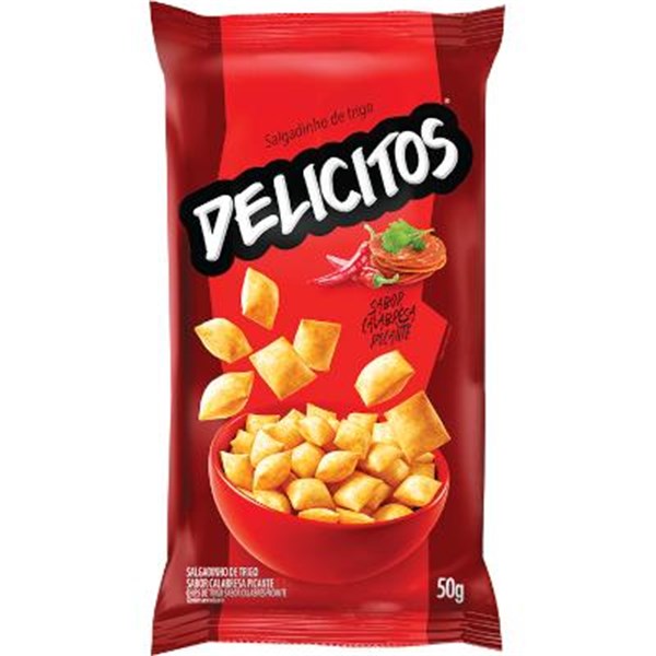 SALGADINHO DE TRIGO CALABRESA PICANTE 50G - DELICITOS