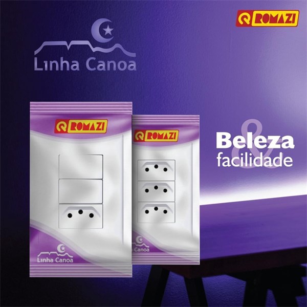 2 INTERRUPTOR (SP) 10A + 1 TOMADA 10A 250V LINHA CANOA - ROMAZI