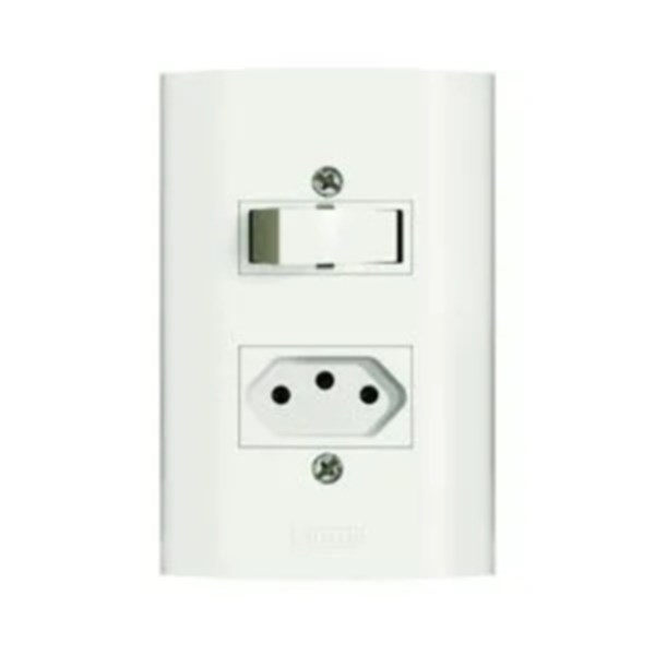 1 INTERRUPTOR (SP) 10A + 1 TOMADA 10A 250V LINHA DUNAS - ROMAZI