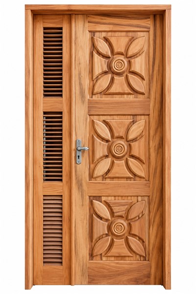 PORTA DE MADEIRA TRABALHADA MUIRACATIARA PO15 210X120CM C/ LATERAL VENEZIANA