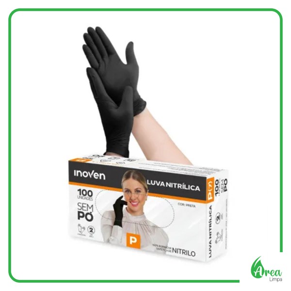 LUVA NITRILICA PRETA P INOVEN
