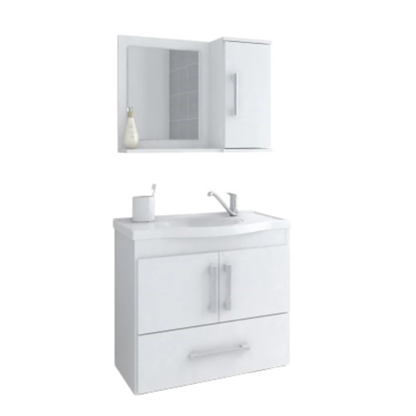 Gabinete para Banheiro Atenas 65cm com Espelheira Branco MGM