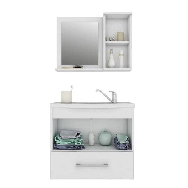 Gabinete para Banheiro Atenas 65cm com Espelheira Branco MGM