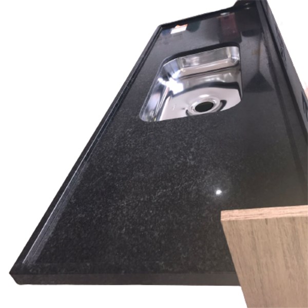 Pia Granito Preto 150x55cm com Cuba Inox