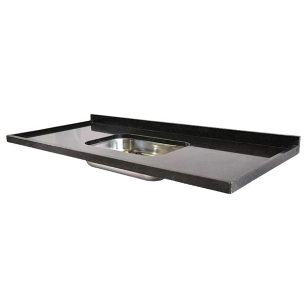 Pia Granito Preto 120x55cm Com Cuba Inox MGU