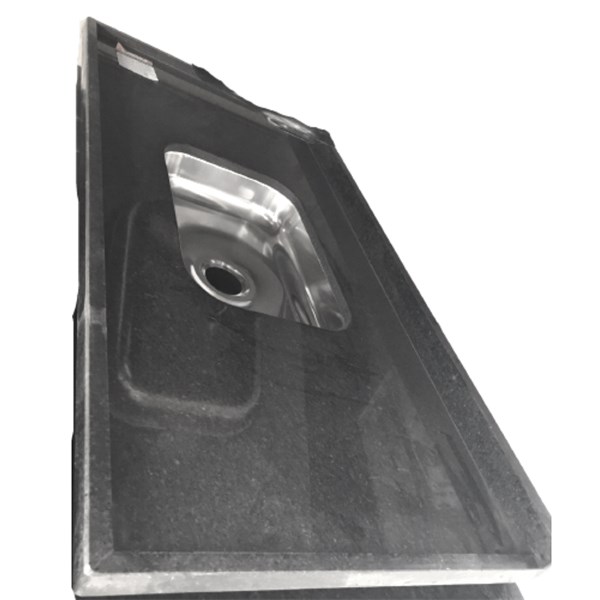Pia Granito Preto 120x55cm Com Cuba Inox MGU