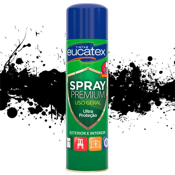 Tinta Spray Preto Fosco Multiuso 400ml Eucatex