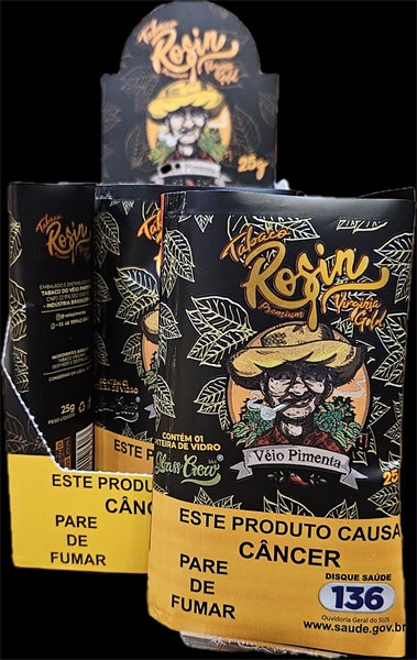 FUMO TABACO VÉIO PIMENTA ROSIN C/ PITEIRA DE VIDRO - PCT 25g