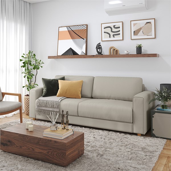 SOFA FIXO HIT 230 CM 226 LINHO AREIA