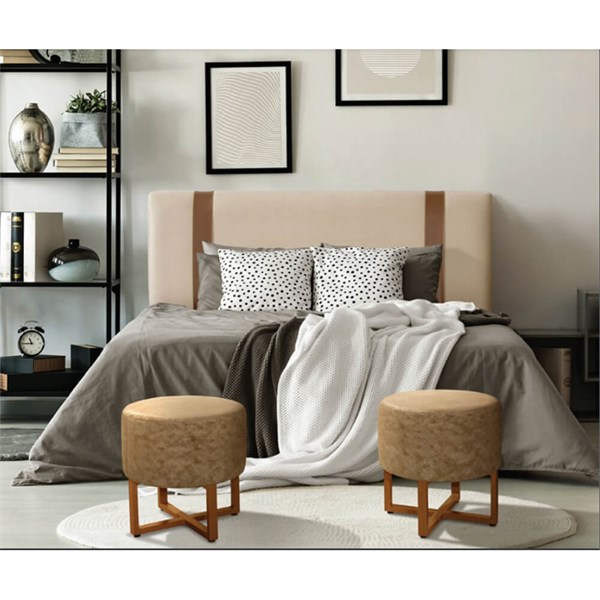 CABECEIRA DE CAMA OSLO QUEEN  C/FRAME VELUDO AREIA 705