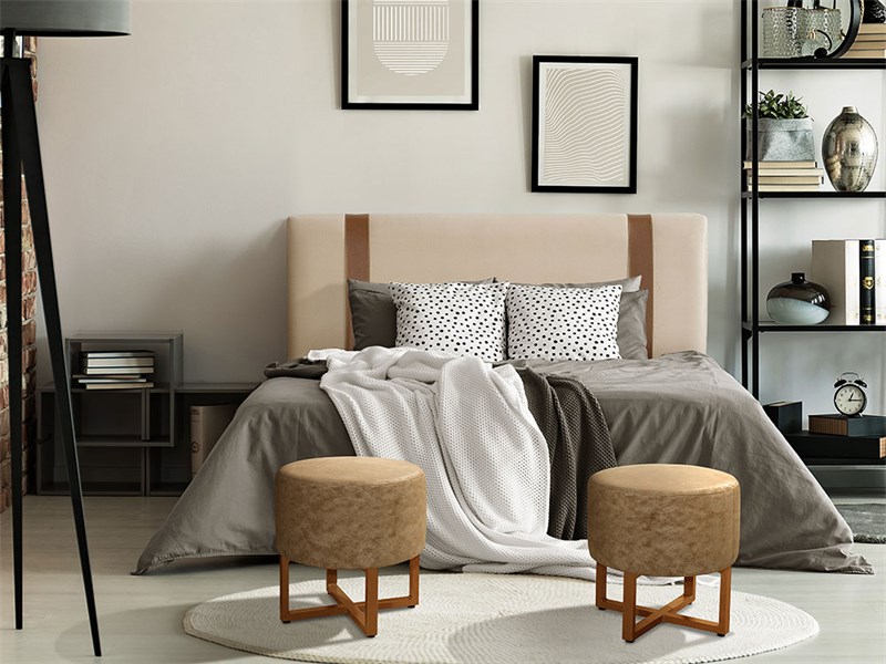 CABECEIRA DE CAMA OSLO QUEEN  C/FRAME VELUDO AREIA 705