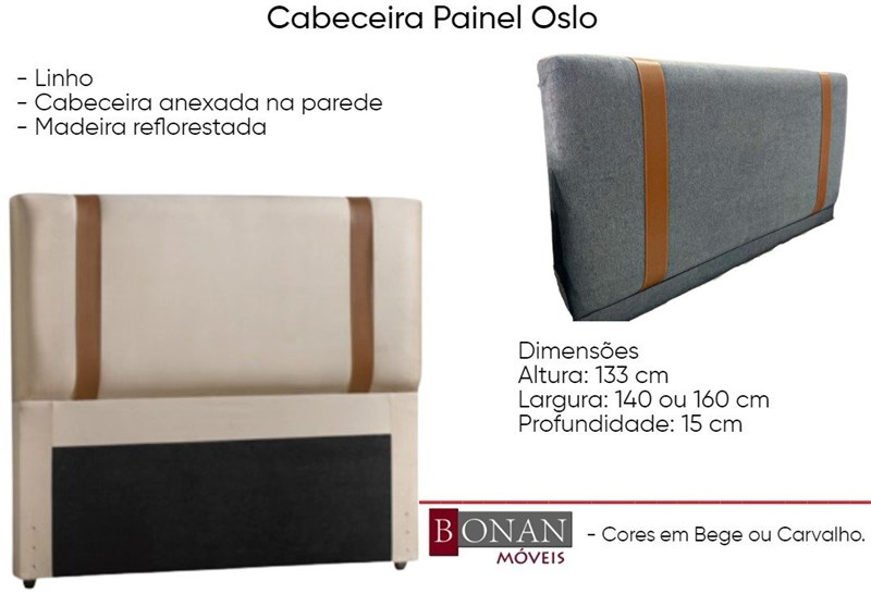 CABECEIRA DE CAMA OSLO QUEEN  C/FRAME VELUDO AREIA 705