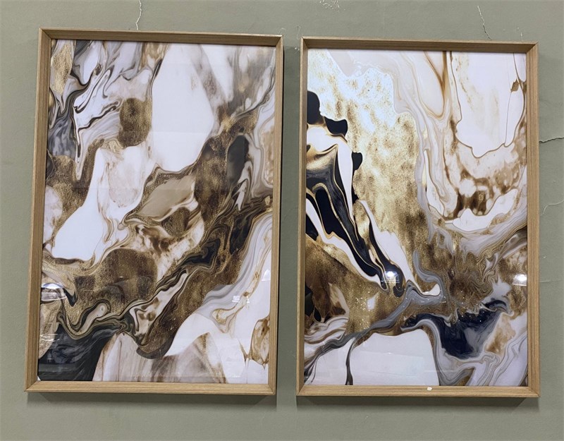 QUADRO CONJUNTO ABSTRATO DOURADO C PRETO VIDRO GOLD 70X100
