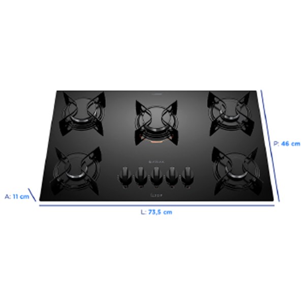 Fogao 5b Atlas Utop Cooktop Glass Mesa Vidro  - 300001330