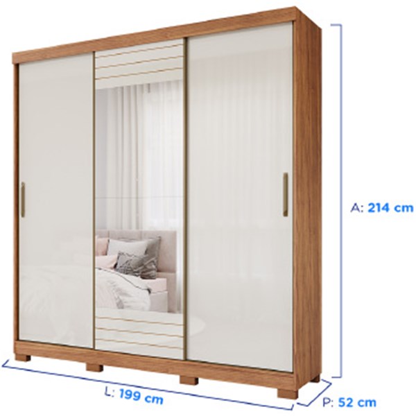 Roupeiro Panan Buzios 100  Mdf 3pts 4 Gvs - 40010129-0172 - PC / 4