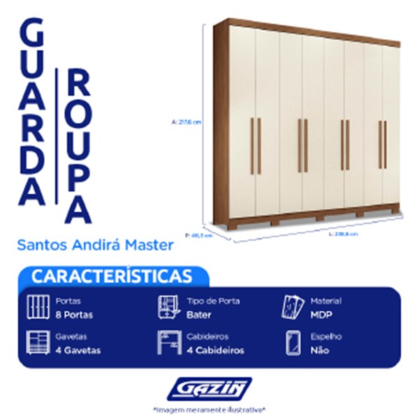 Roupeiro Santos Master 8 Pts 4 Gvs - 163243p - PC / 4