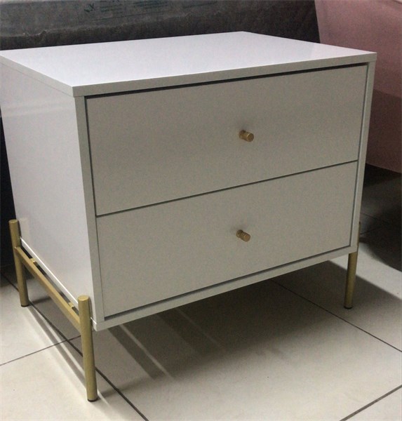 MESA DE CABECEIRA JASPER BRANCO GLOSS/DOURADO