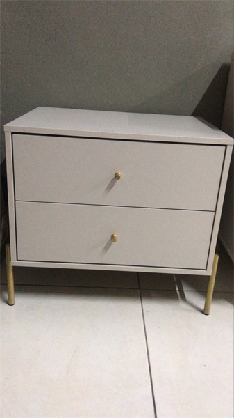 MESA DE CABECEIRA JASPER BRANCO GLOSS/DOURADO