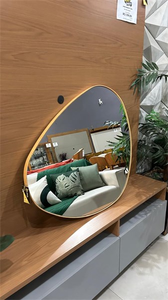 ESPELHO ORGANICO BORDA MADEIRA 86 CM