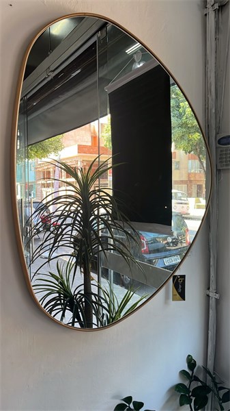 ESPELHO ORGANICO BORDA MADEIRA 86 CM