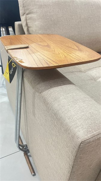 MESA DE APOIO LAR FLEX NATURAL COM PE CROMADO DETALHES EM COURO