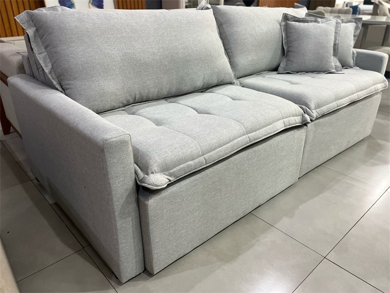 SOFA RETRATIL MAROON 2.20M TECIDO LINHO COR 3125 CINZA CLARO