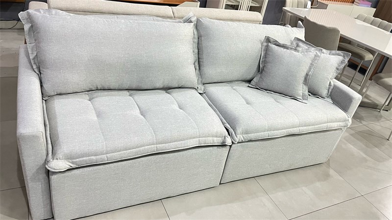 SOFA RETRATIL MAROON 2.20M TECIDO LINHO COR 3125 CINZA CLARO