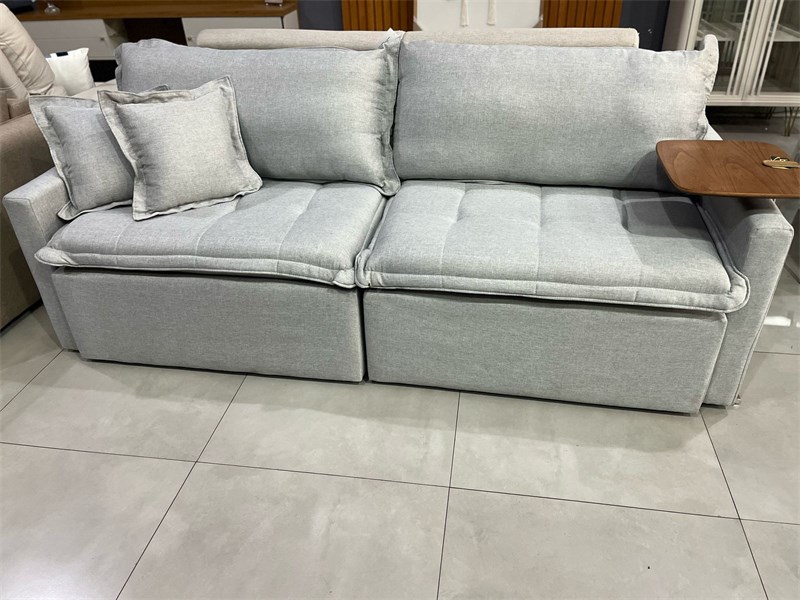 SOFA RETRATIL MAROON 2.20M TECIDO LINHO COR 3125 CINZA CLARO