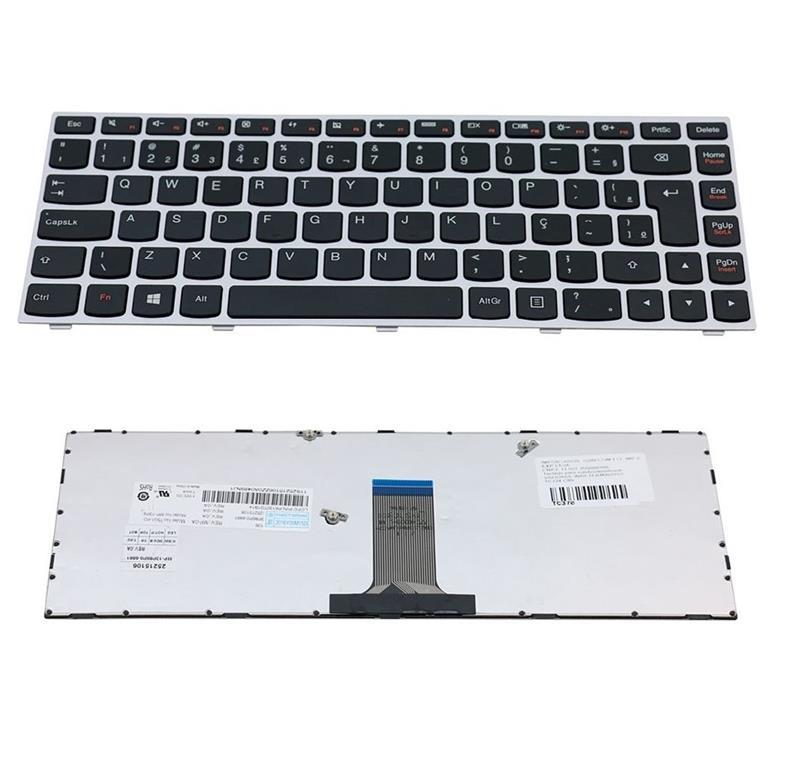 Teclado Para Notebook Lenovo Lenovo B40 B40-30 B40-45 B40-70 B40-80 G40 G40-30 G40-45 G40-70 G40-75 G40-80 - Com Moldura Prata