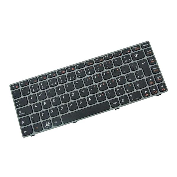 Teclado Para Notebook Lenovo Z450 Z460 Z460A Z460G MP-10A26PA-686 - Com Moldura Prata-Cinza