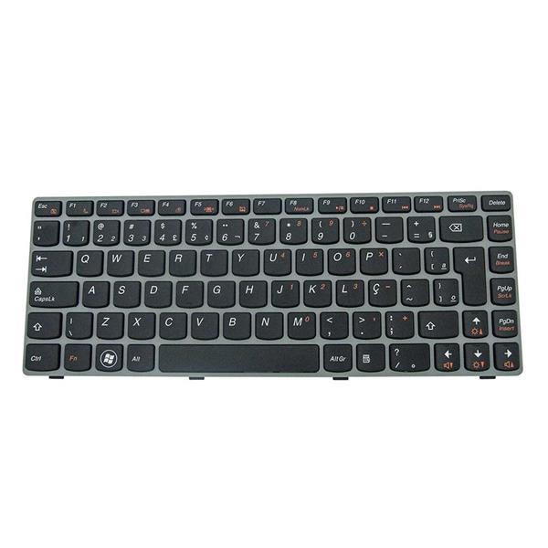 Teclado Para Notebook Lenovo Z450 Z460 Z460A Z460G MP-10A26PA-686 - Com Moldura Prata-Cinza